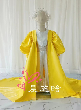 出租女童黄色多巴胺模特走秀PK赛服CP十二星座车模演出时装潮礼服