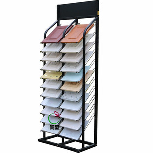 双排展示瓷砖硅藻泥艺术涂料展具金属精钢橱柜门板免漆色卡架