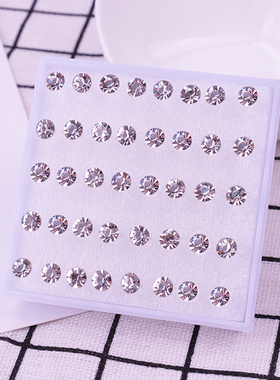 水钻小耳钉女超闪塑料耳骨耳洞过敏新款2023钻石爆款石针钉钻养防