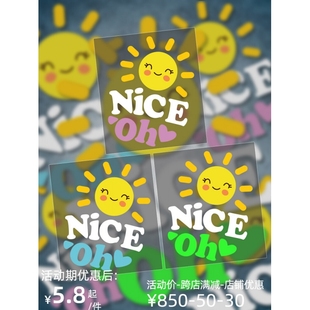 饰贴纸 oh英文字母贴电动车摩托车装 汽车个性 创意太阳花车贴nice