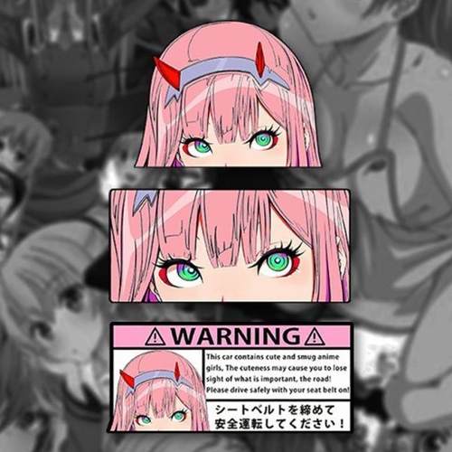 动漫卡通WAIFU恶魔角发卡玻璃贴