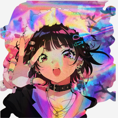 二次元梦幻感女孩镭射炫彩贴纸汽车电动车后备箱笔记本电脑贴纸