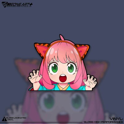 可爱WAIFU卡通美少女豹耳车贴