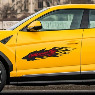 创意汽车贴纸保险杠灯眉车门火焰装 饰拉花贴长条划痕遮挡防水车贴