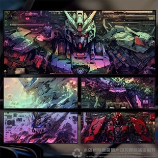 镭射车窗卡通高达车贴机器人战士创意镭射反光防水贴纸电动摩托贴