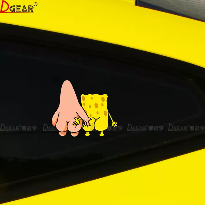 海绵宝宝派大星创意趣味卡通汽车贴纸摩托划痕遮挡防水防晒贴纸