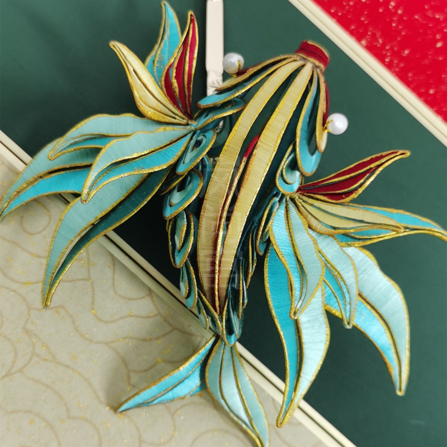 岚尚宫|春仔缠花山海经嬴鱼材料包汉服发饰蚕丝线卡纸