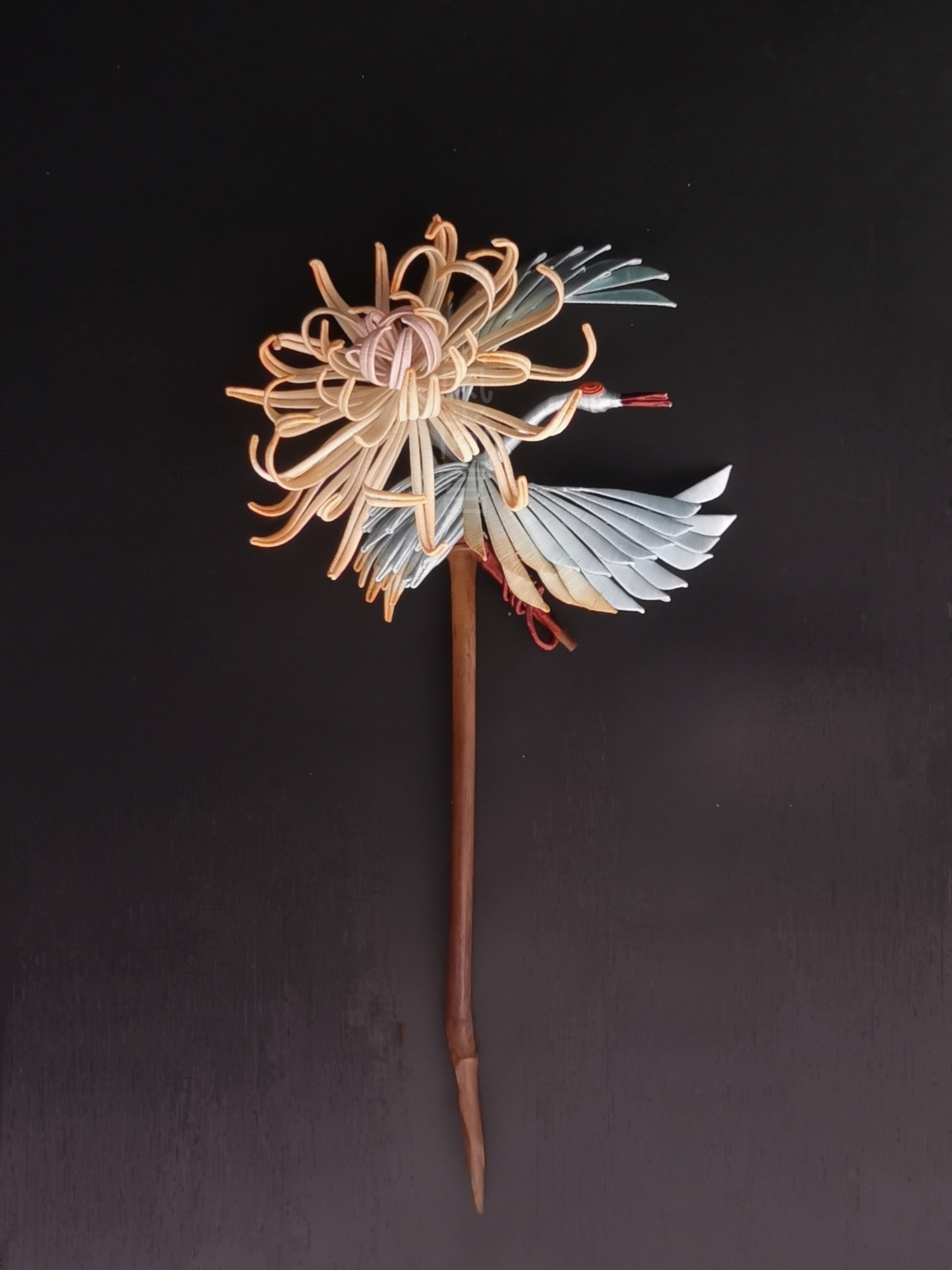 岚尚宫春仔缠花仙鹤菊花新手材料包古风汉服配饰丝绒线