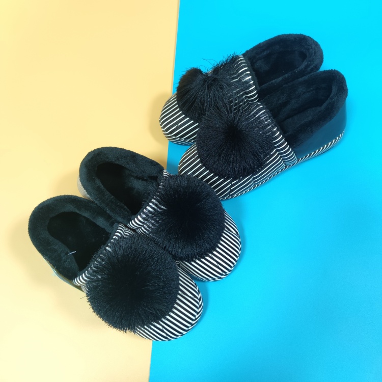 棉拖鞋女包跟情侣居家毛球皮质防水室内保暖厚底月子秋冬季棉鞋