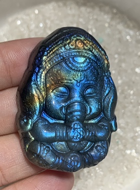 拉长石吊坠大象神宝宝