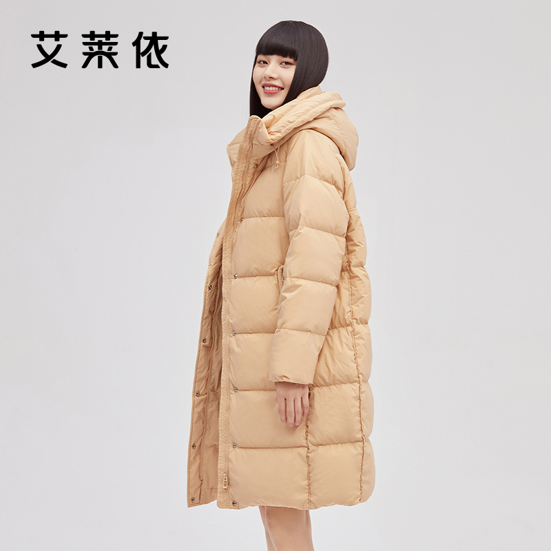 【直播专享】艾莱依加厚直筒羽绒服新爆款女冬中长款鸭绒时尚外套