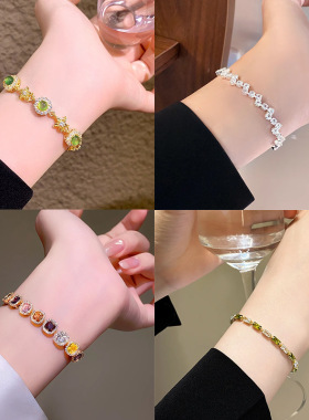 2025新款多巴胺彩色锆石水晶手链小众轻奢高级感手串气质百搭手饰