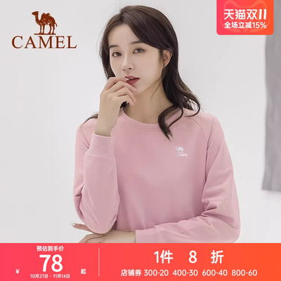 骆驼套头圆领卫衣女新款薄款情侣宽松休闲女装薄款运动服长袖上衣