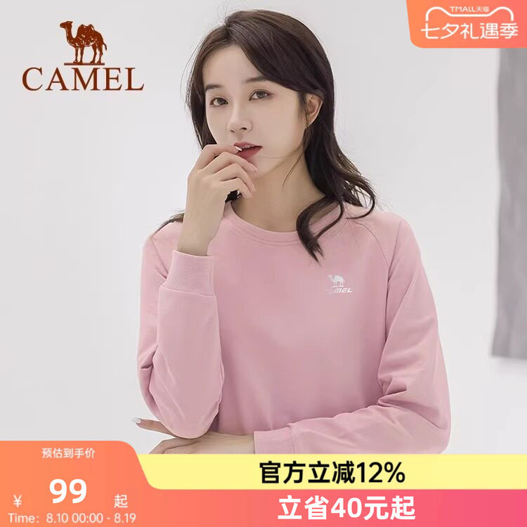 骆驼套头圆领卫衣女新款薄款情侣宽松休闲女装薄款运动服长袖上衣