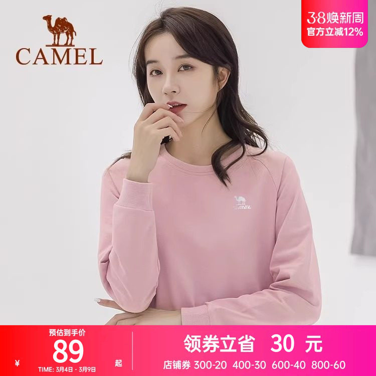 骆驼套头圆领卫衣女新款薄款情侣宽松休闲女装薄款运动服长袖上衣