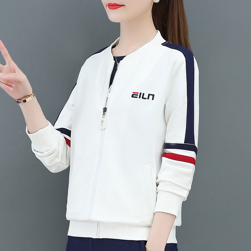 拉链开衫卫衣棒球服外套女春秋薄款2024新款拼接撞色运动休闲上衣