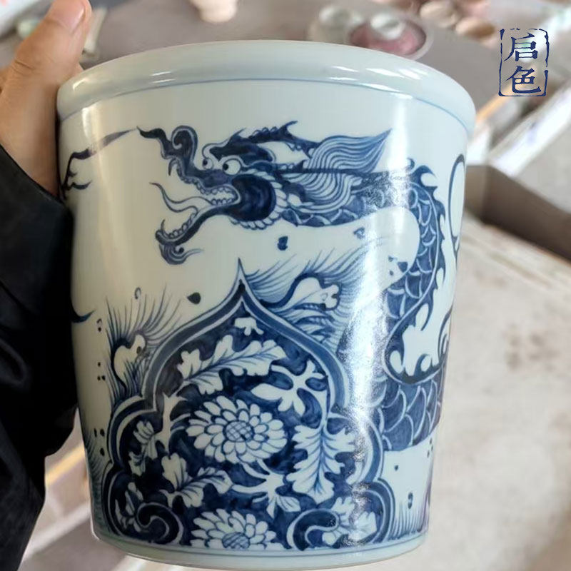 手绘冰桶釉下青花釉里红陶瓷冰镇威士忌红酒饮料香槟水果大容量,餐饮具,冰桶,淘宝优惠券,粉丝福利购,淘宝优惠卷