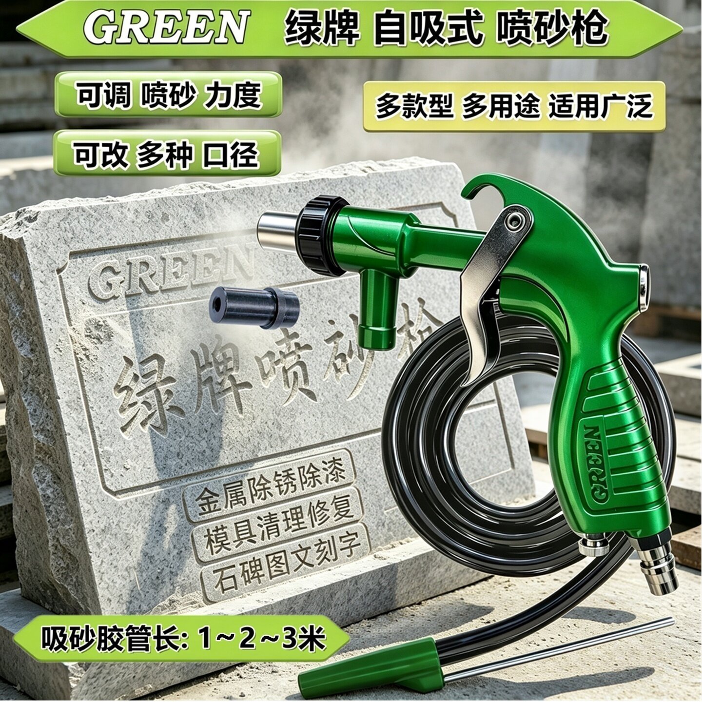 喷砂枪除锈打砂机绿牌打磨喷沙