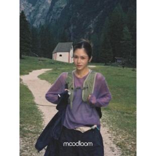 网红NANA同款圆领极简风套头毛衣宽松慵懒松弛感针织微透上衣罩衫