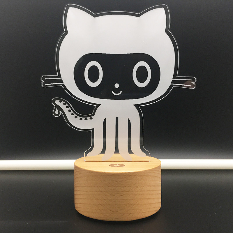 github无线octocat章鱼猫3d夜床头台灯ruby程序朋友礼摆件类手办