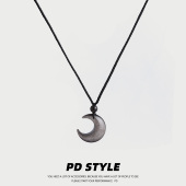 PDSTYLE 黑月光 银耀石高级感编织挂绳项链男女生情侣礼物锁骨潮