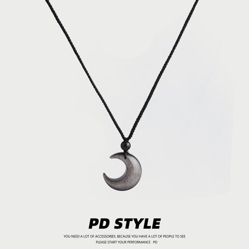 黑月光！银耀石编织挂绳项链