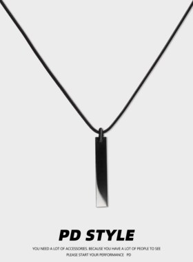 PDSTYLE 个性立体长方体黑曜石项链男女生简约小众高级感吊坠饰品