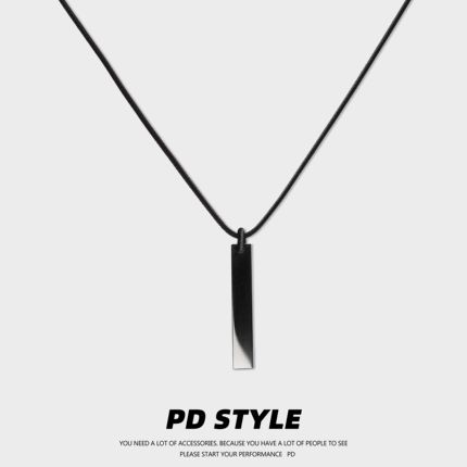 PDSTYLE 个性立体长方体黑曜石项链男女生简约小众高级感吊坠饰品
