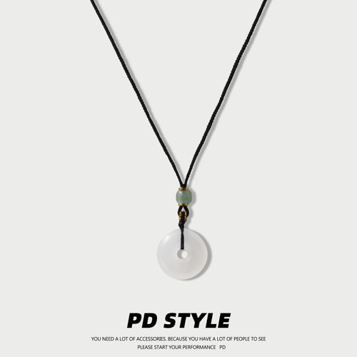 新中式天然白玉髓平安扣吊坠