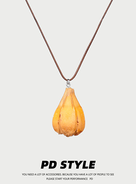 PDSTYLE天然佛手木质吊坠项链