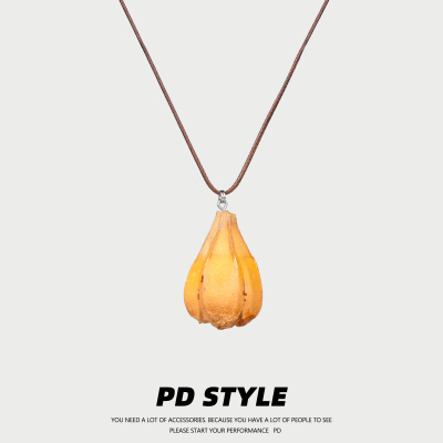 PDSTYLE天然佛手木质吊坠项链