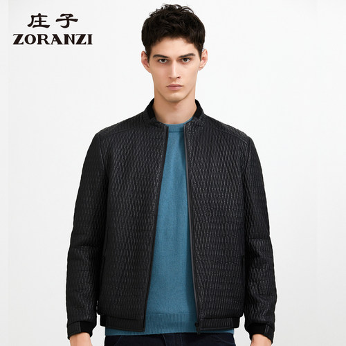 ZORANZI庄子短款立领男皮衣