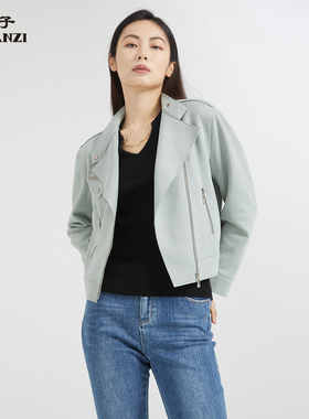 ZORANZI庄子女装春秋休闲百搭短款直筒修身立领夹克外套WQR33490