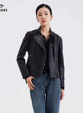 ZORANZI庄子女装春秋修身显瘦时尚百搭短款机车皮衣外套LWQS329D