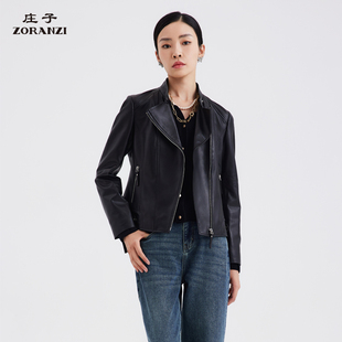 ZORANZI庄子女装春秋修身显瘦时尚百搭短款机车皮衣外套LWQS329D