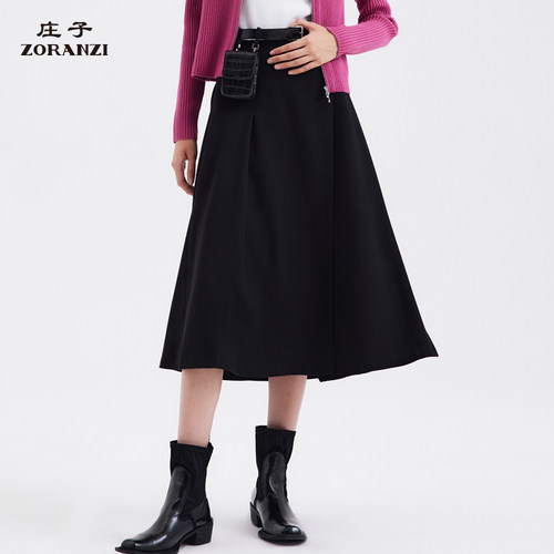 庄子中长款大摆裙通勤半身裙