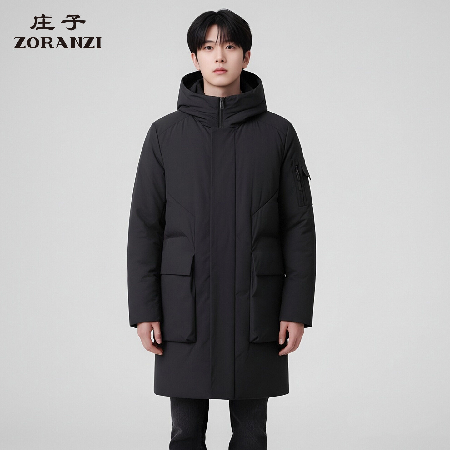 ZORANZI 庄子男士冬季鹅绒商务休闲百搭带帽羽绒服外套ZQM4987D