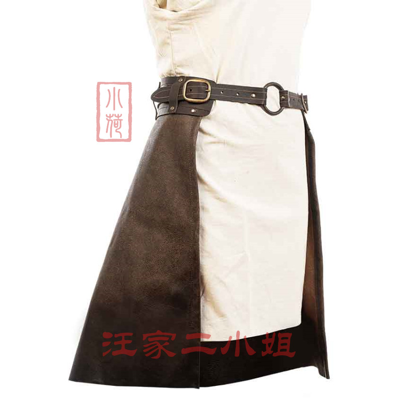 中世纪复古男裙子腰褡 皮革角斗士围裙维京Cosplay配件 腰甲腿甲