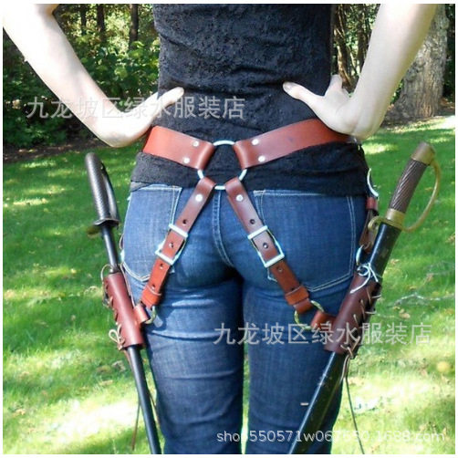 中世纪复古腰式剑套装饰腿骑士武器服装夹子环皮带皮套cos道具