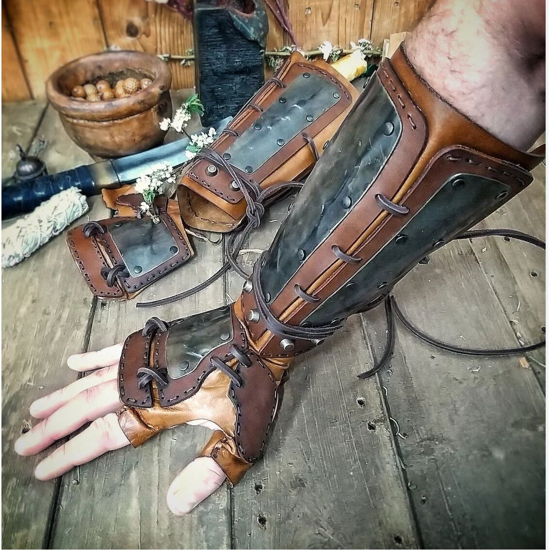 中世纪蒸汽朋克复古护臂拳击手套护手护腕cosplay道具飞鱼服配饰
