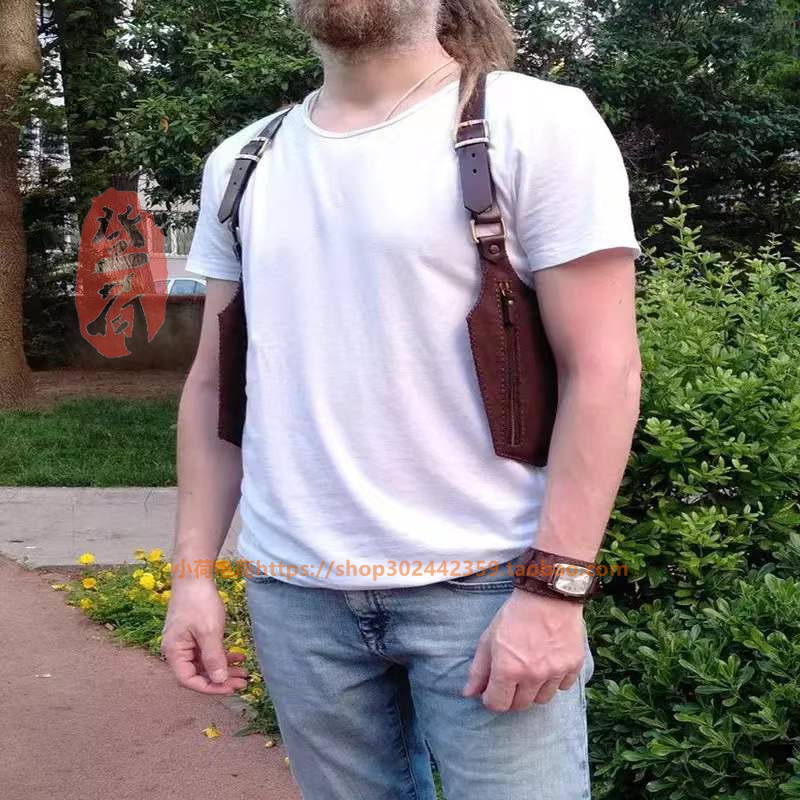 手工定制真皮腋下包隐背带包胸包骑行骑马摩托车复古中世纪个性
