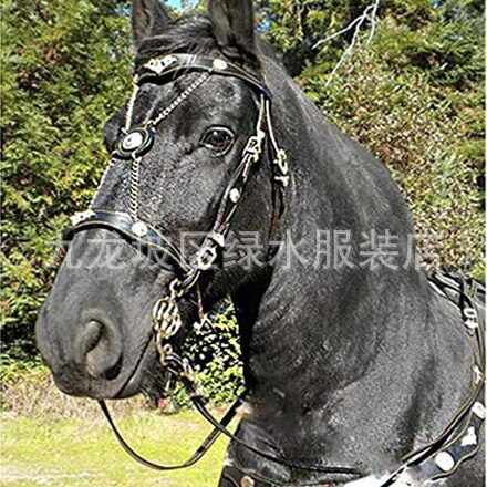 中世纪复古马术用品时尚皮革马笼头COS马匹装备金属牵马笼套