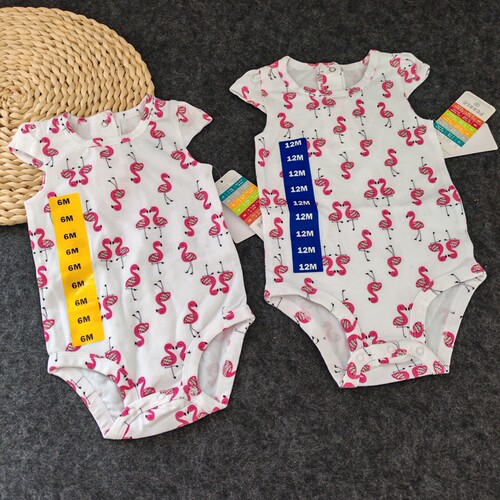 PEKKLE火烈鸟短袖爬服包屁衣