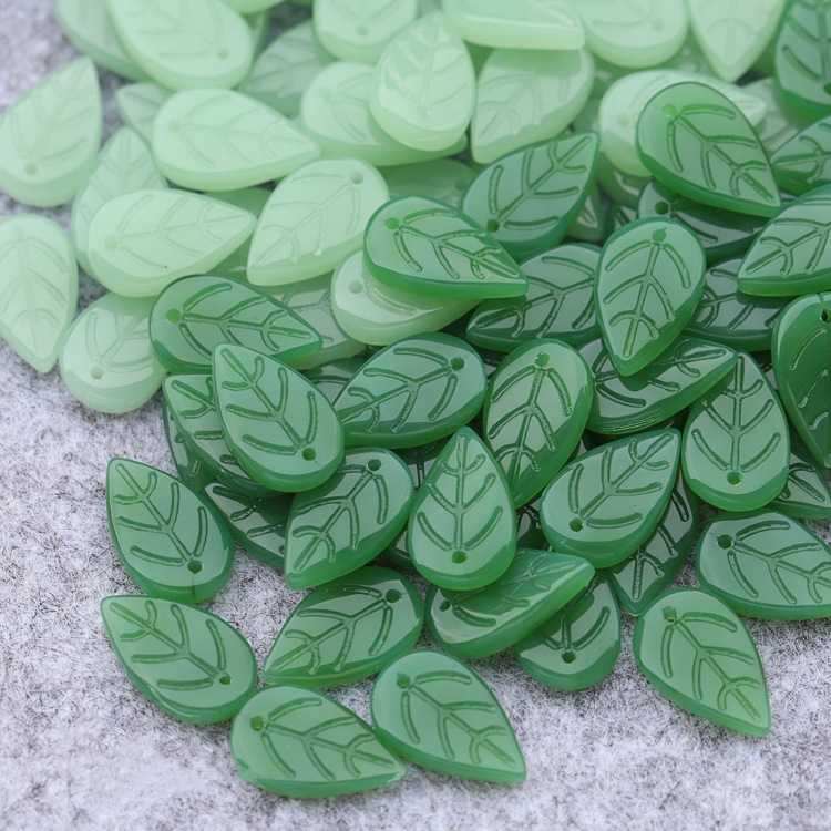11x17mm捷克琉璃绿玉树叶吊坠diy手工发饰材料配件古风发簪叶子