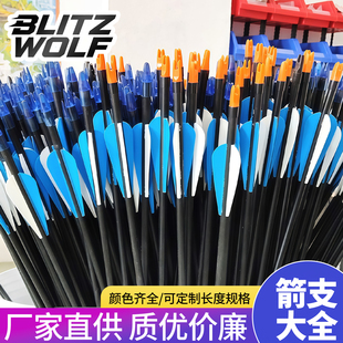 弓箭支射箭练习箭杆可换头反曲弓复合传统户外配件混碳真羽