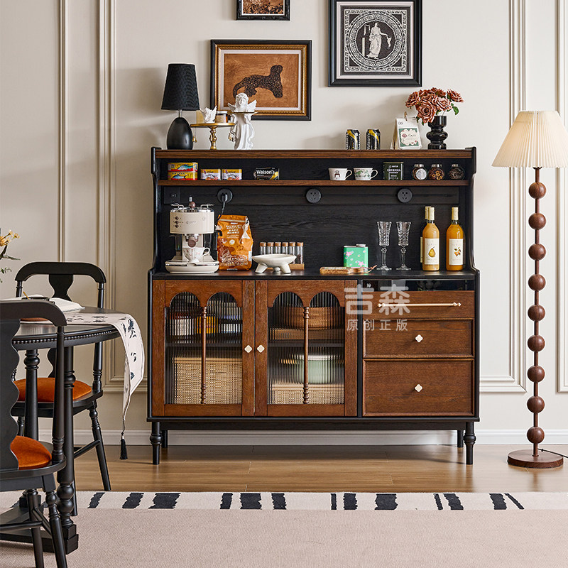 法式中古风全实木餐边柜客厅美式小户型酒柜靠墙一体储物柜咖啡柜,住宅家具,餐边柜,淘宝优惠券,粉丝福利购,淘宝优惠卷