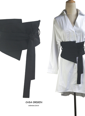 CASAORIGIN自制时尚打结系绳绑带腰封女宽装饰长衬衫连衣裙子腰带