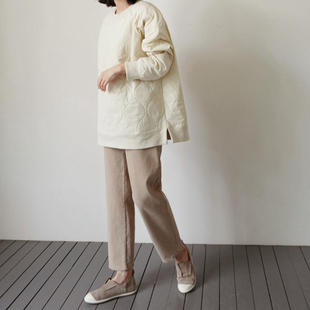 长裤 K48韩国女装 九分裤 加厚抓毛秋冬女宽松休闲裤 保暖显瘦 新款