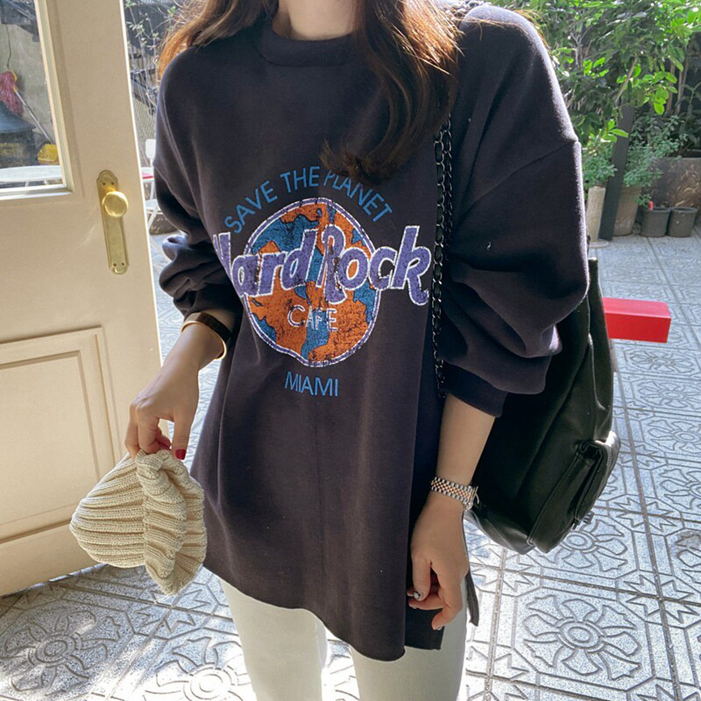 秋冬磨毛抓绒保暖开叉卫衣女