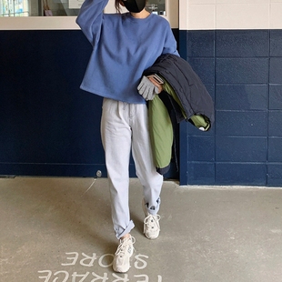 抓绒卫衣保暖 短款 T306好品质韩国女装 简约薄绒圆领套头长袖